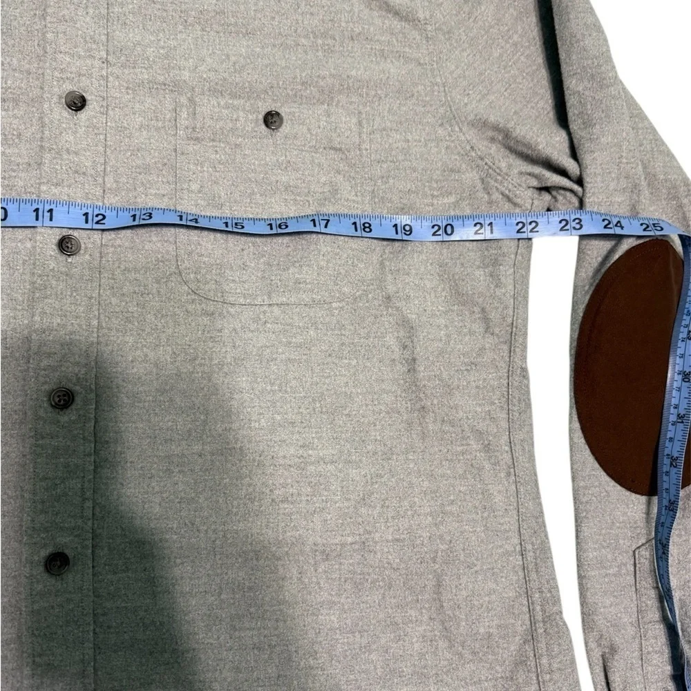 J. Crew Gray Casual Button Down Shirt with Brown Elbow Patches Size L-T